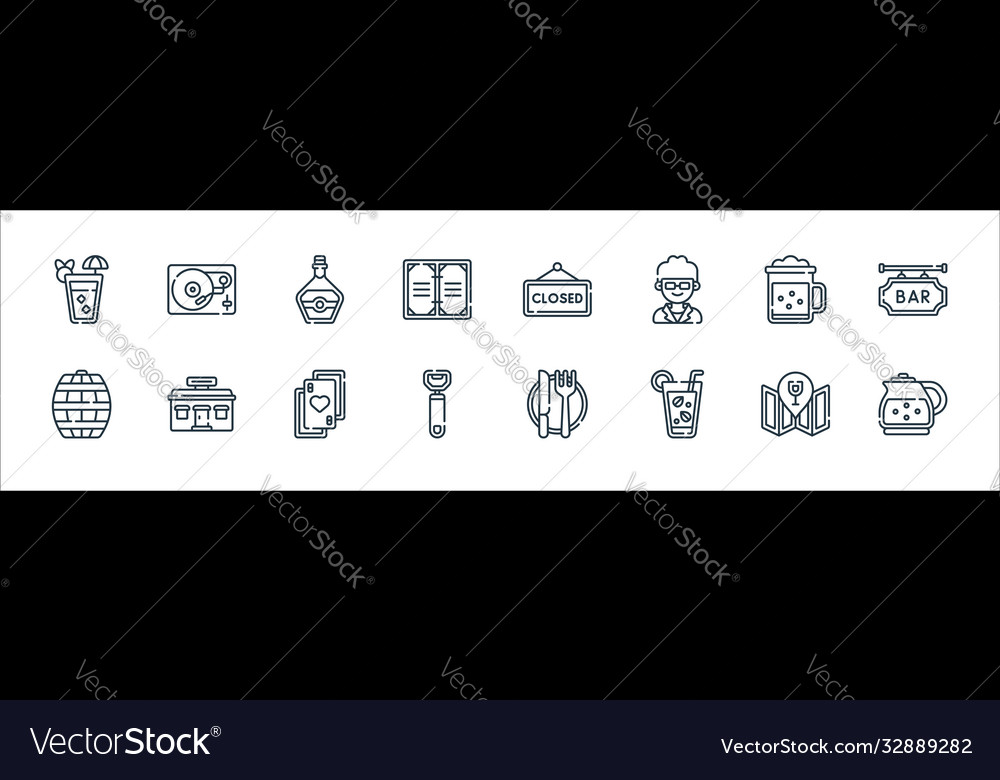 Bar line icons linear set quality vector image Bar line icons linear set quality