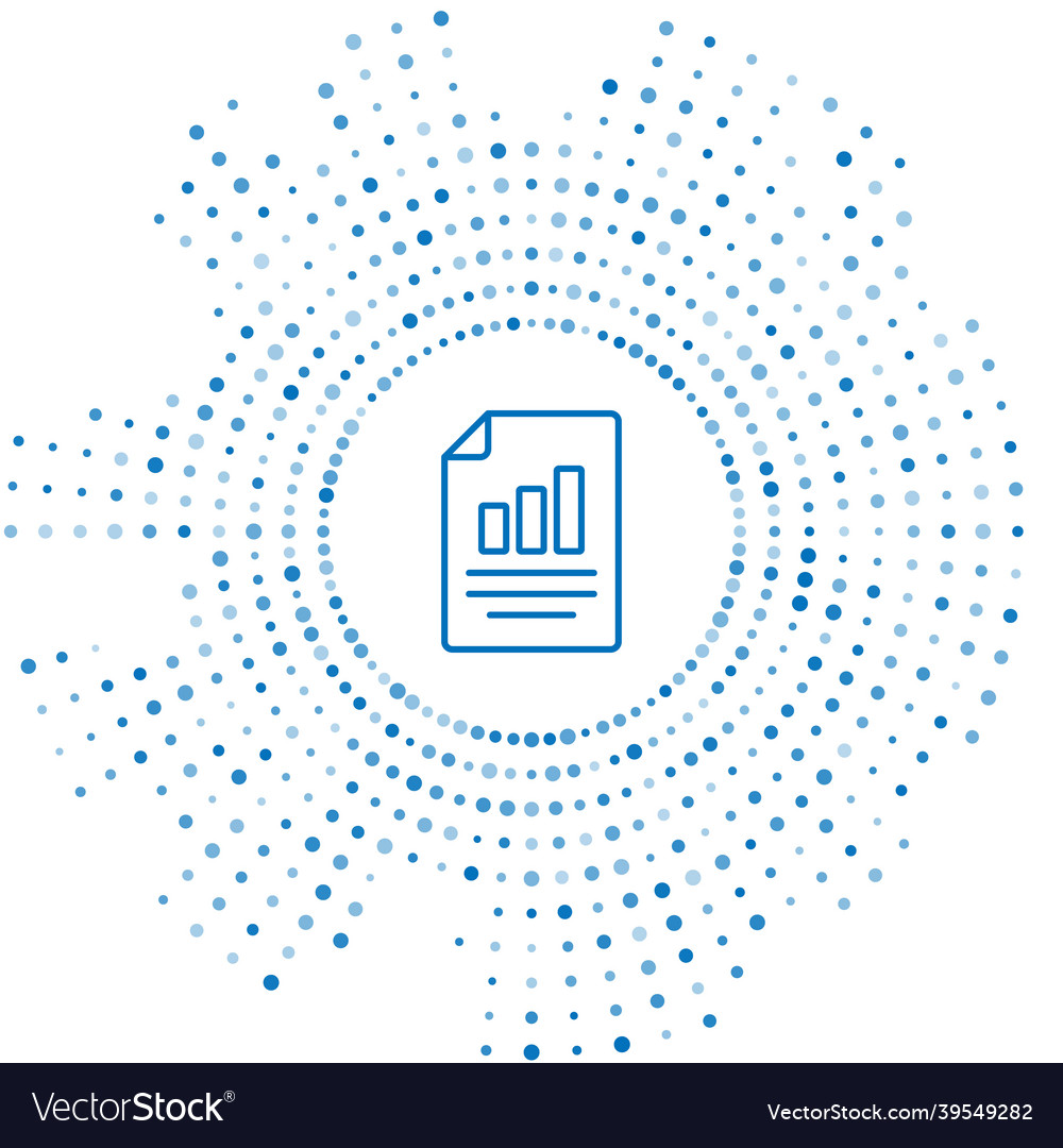 Blue line document with graph chart icon isolated vector image Blue line document with graph chart icon isolated