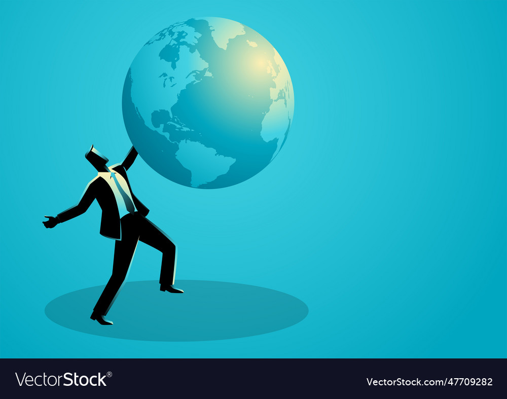 Businessman trying to hug the world Royalty Free Vector