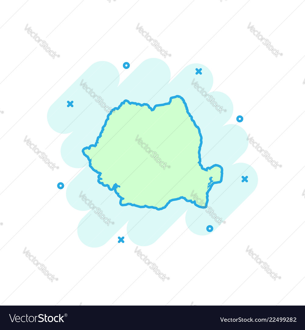 Cartoon romania map icon in comic style Royalty Free Vector