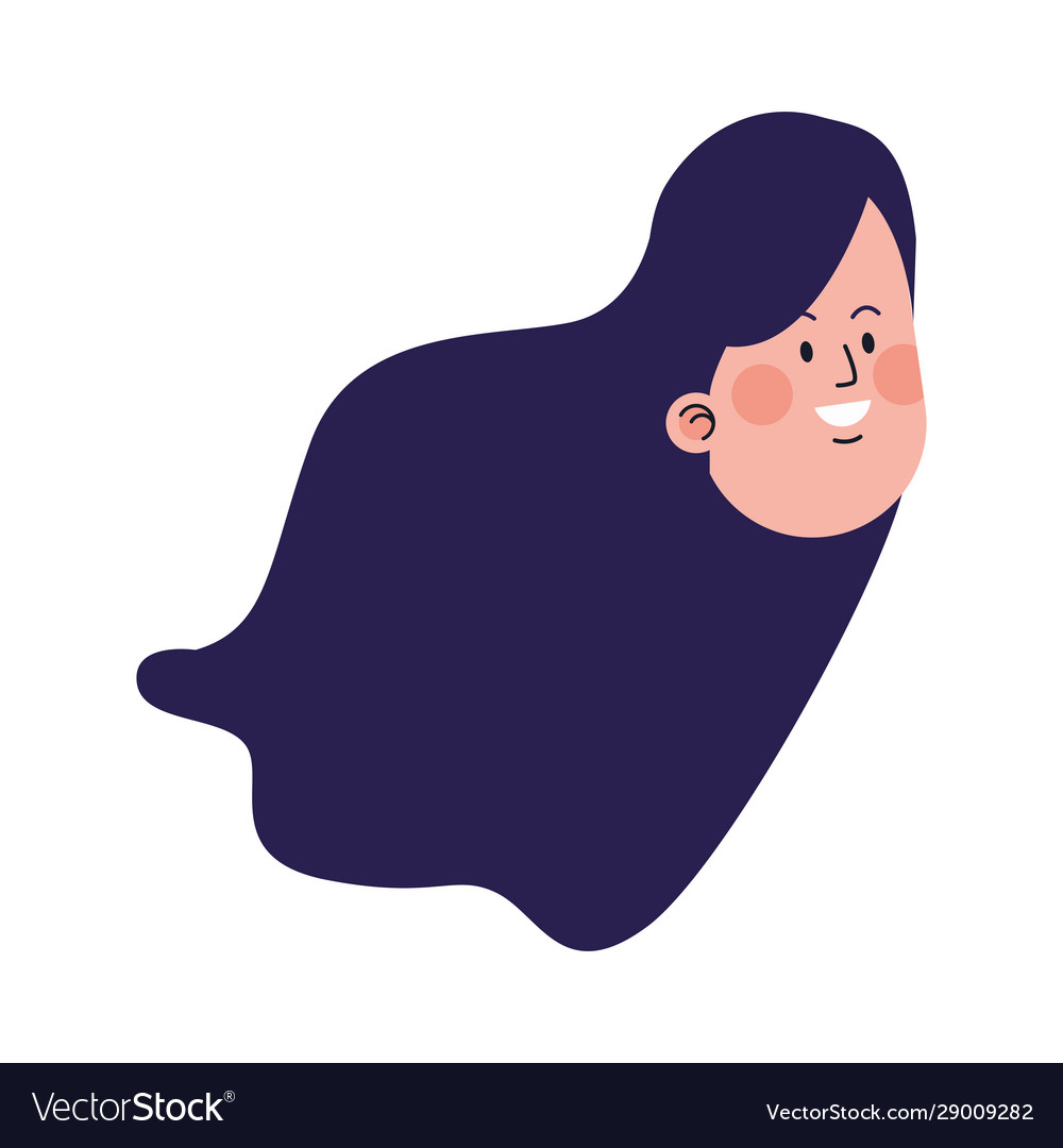 Cartoon woman with long hair icon Royalty Free Vector Image