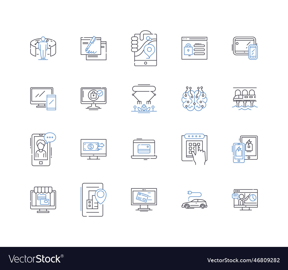 Cloud computing line icons collection vector image Cloud computing line icons collection