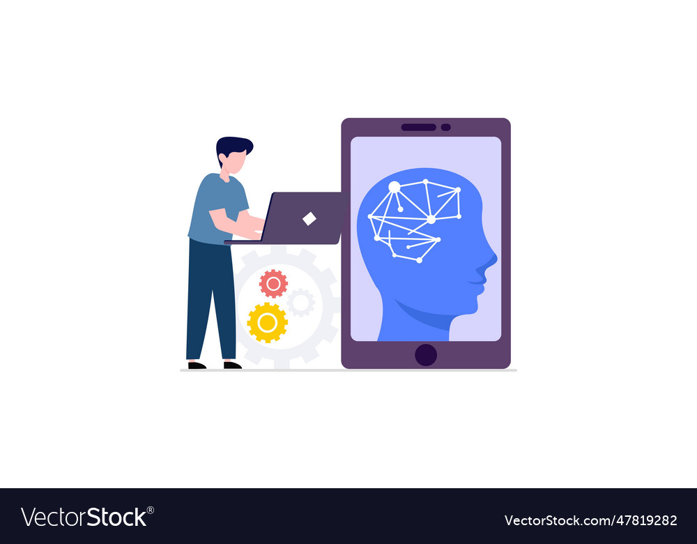 Cooperate with ai artificial intelligence Vector Image Cooperate with ai artificial intelligence
