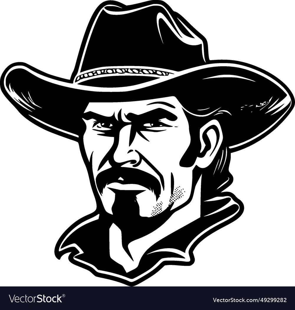 Cowboy - black and white Royalty Free Vector Image