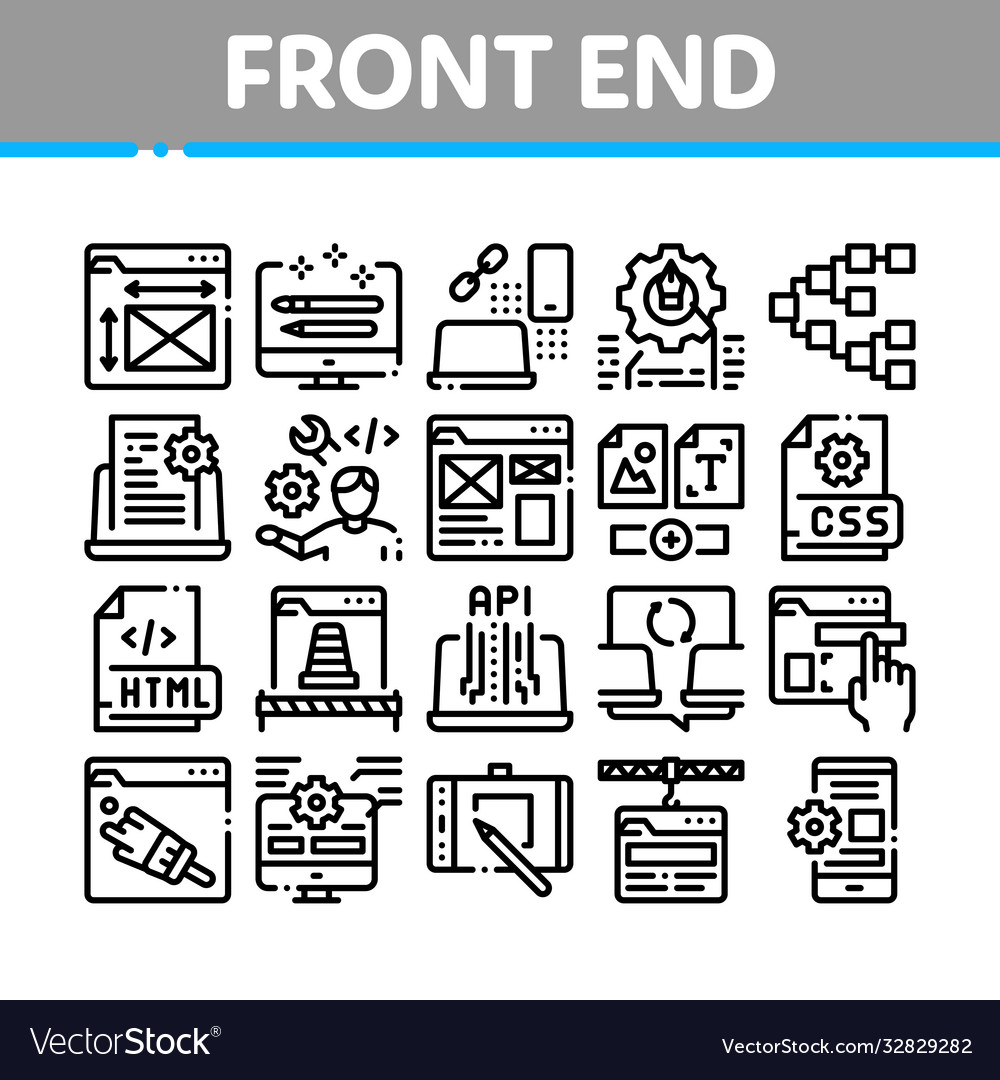 Front end development collection icons set vector image Front end development collection icons set