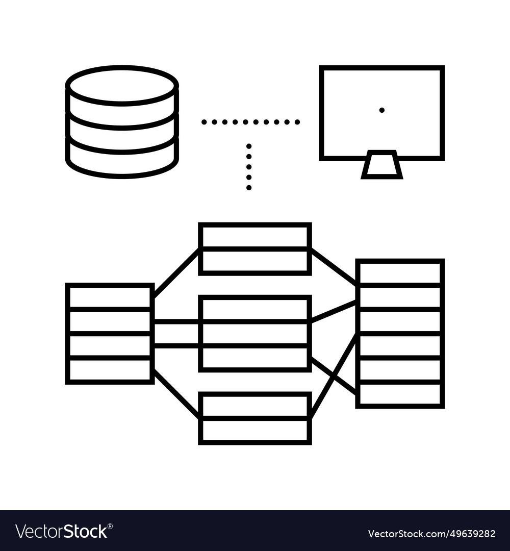 Indexing data database line icon Vector Image Indexing data database line icon