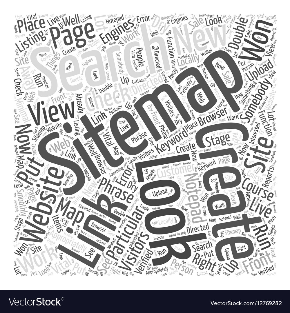 JS how to create a sitemap Word Cloud Concept Vector Image