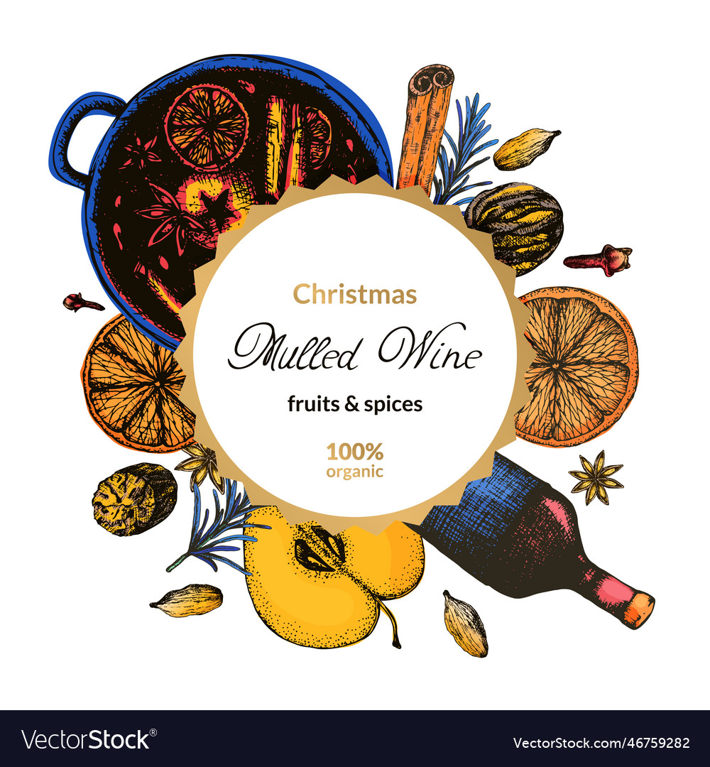 Label for set of mulled wine condiment vector image Label for set of mulled wine condiment