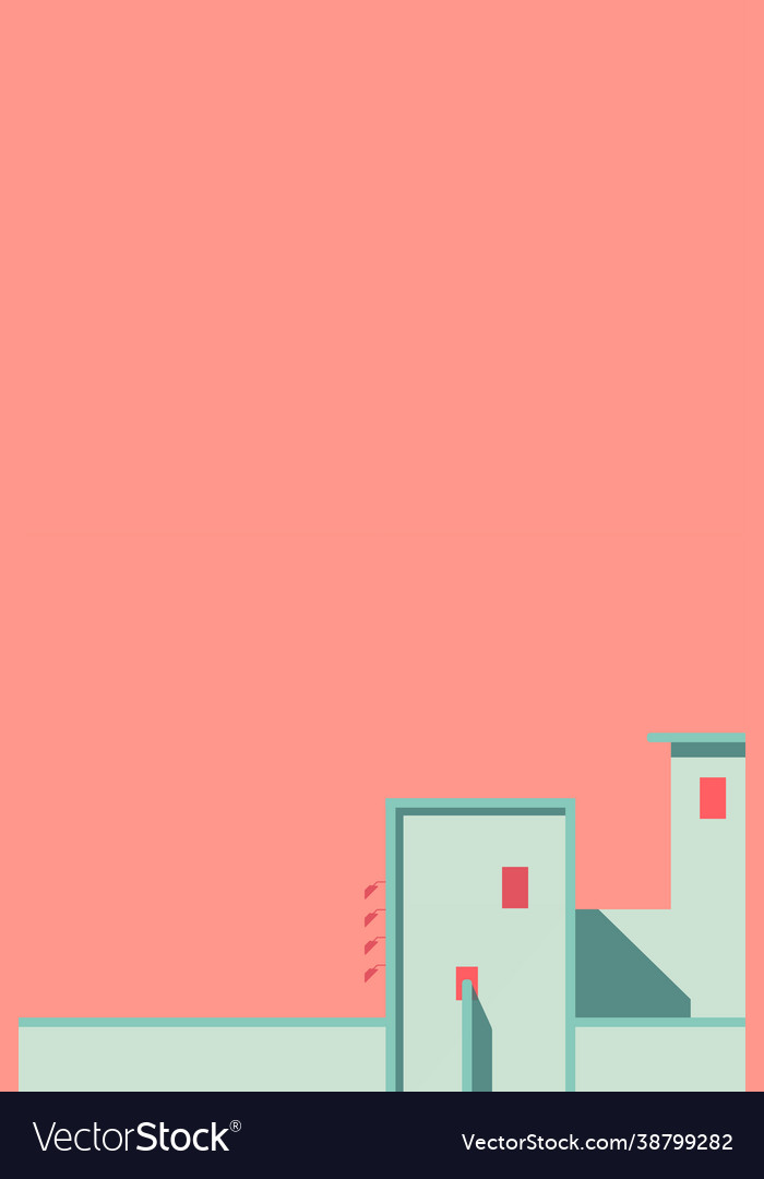 Minimal building on a peach background