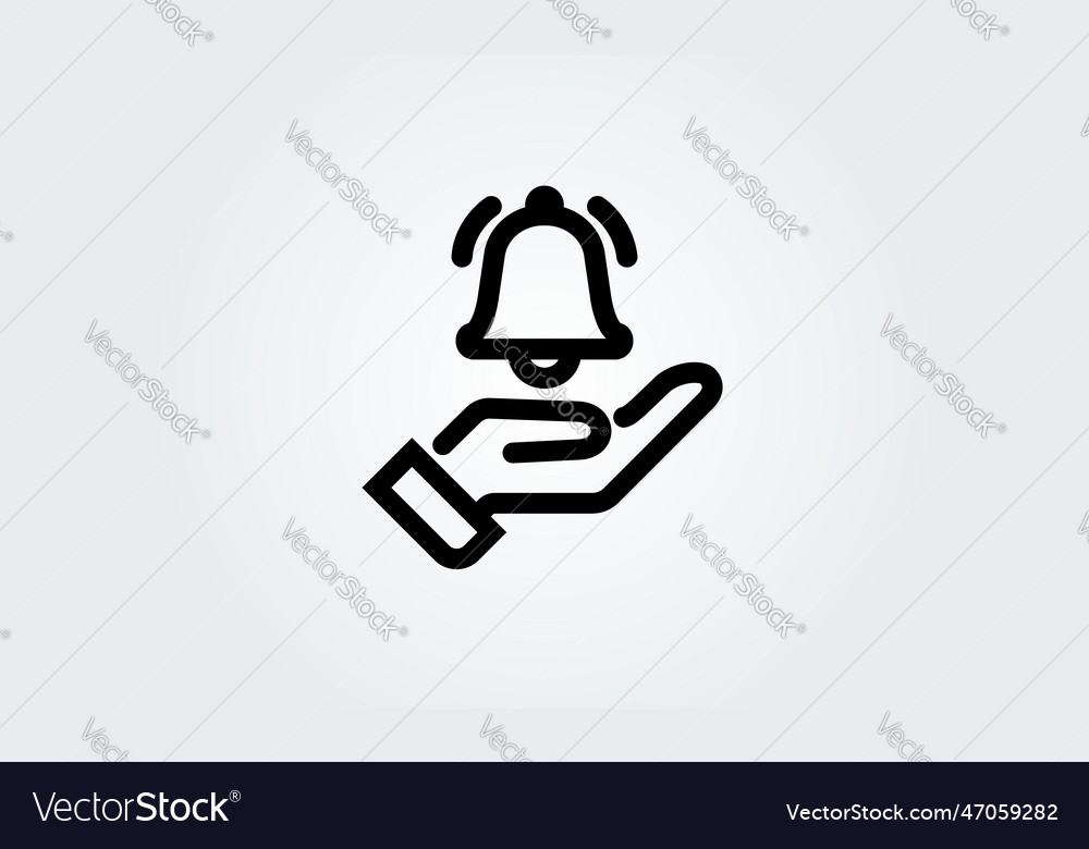 Notification bell hand line icon incoming inbox