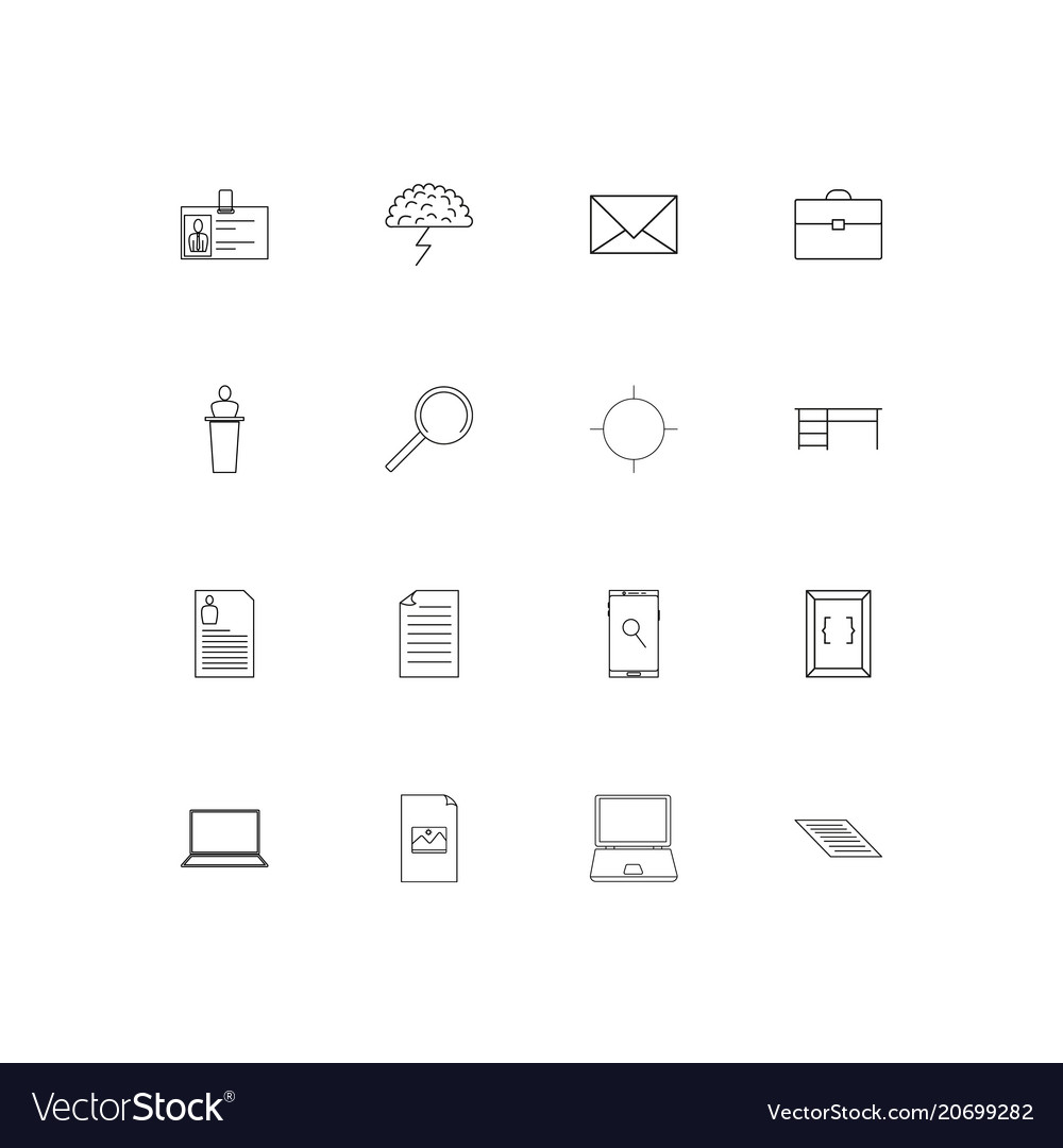 Office simple linear icons set outlined