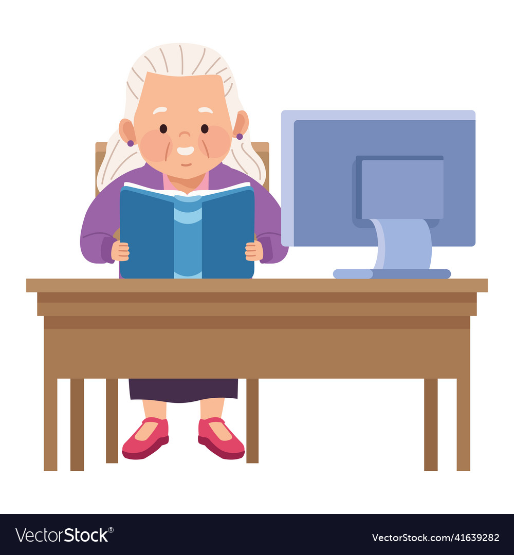 Old woman reading book