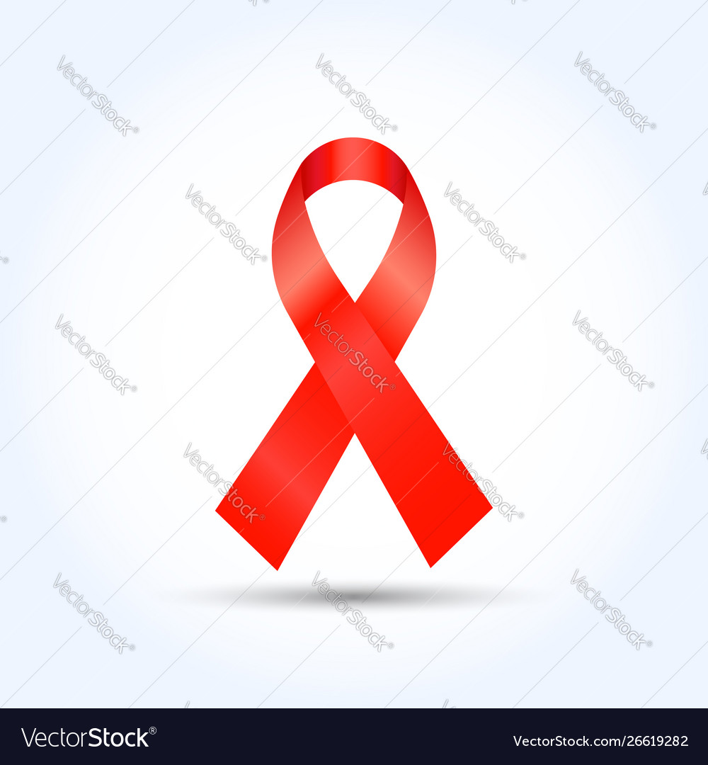 Realistic aids awareness red ribbon isolated vector image Realistic aids awareness red ribbon isolated