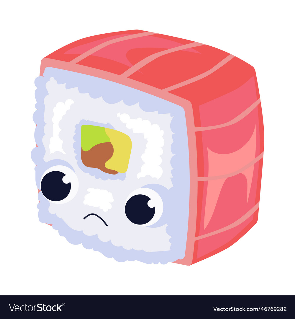 Sad roll with fish Royalty Free Vector Image - VectorStock