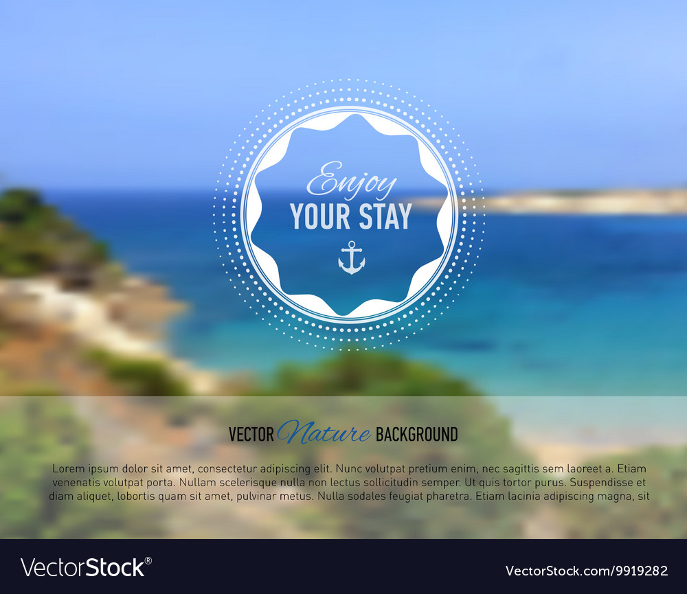 Seaside blurred background with designed text