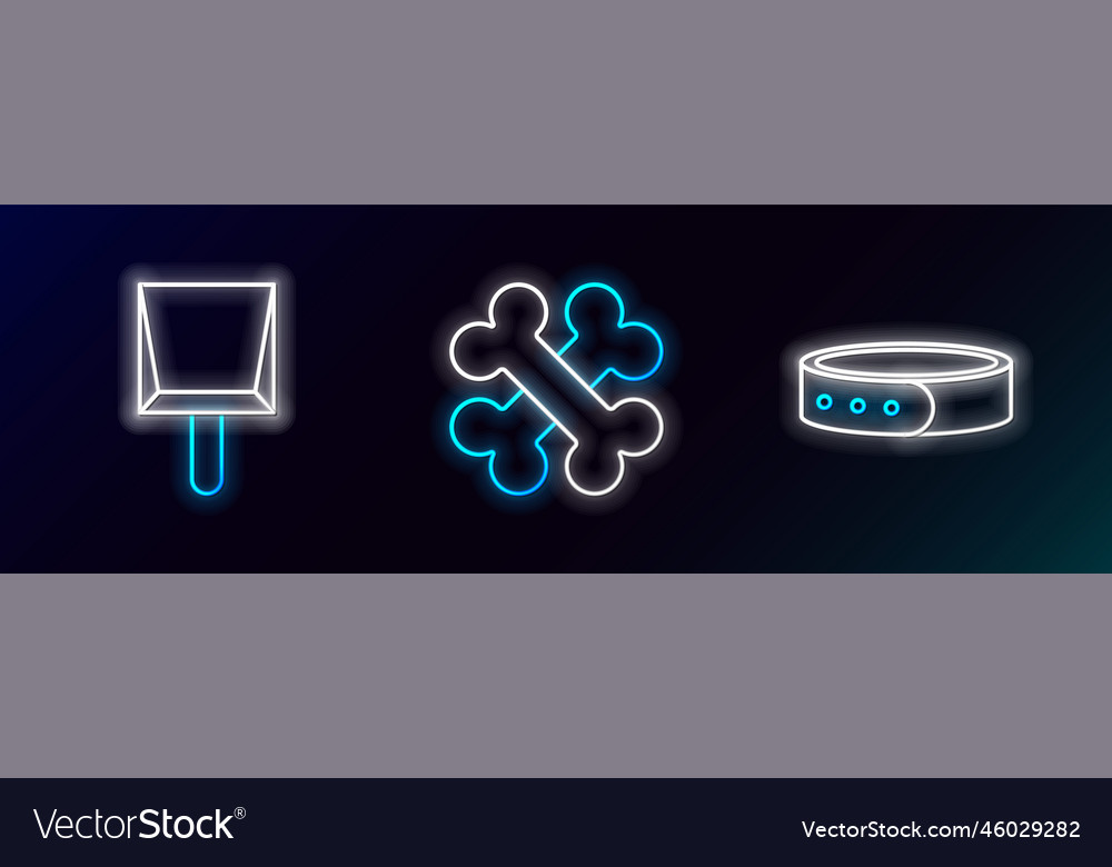 Set line collar with name tag dustpan and crossed vector image Set line collar with name tag dustpan and crossed