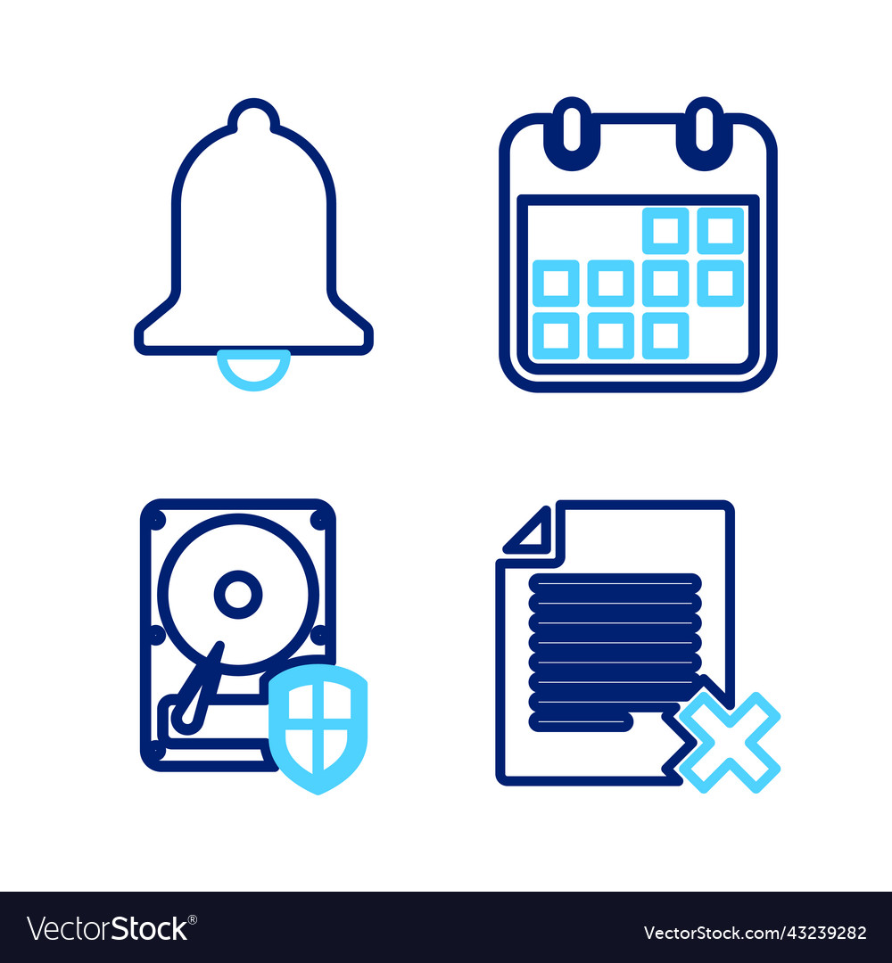 Set line delete file document hard disk drive hdd vector image Set line delete file document hard disk drive hdd