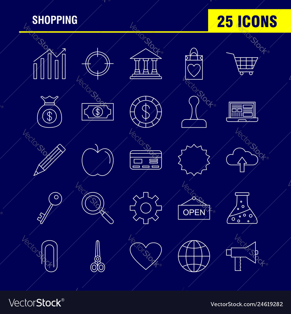 Shopping line icon for web print and mobile uxui