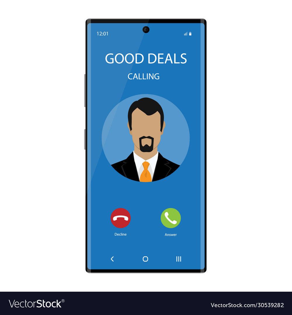 Smartphone with incoming phone call screen user vector image Smartphone with incoming phone call screen user