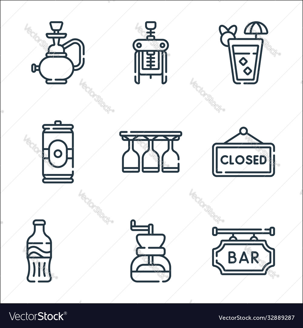Bar line icons linear set quality vector image Bar line icons linear set quality
