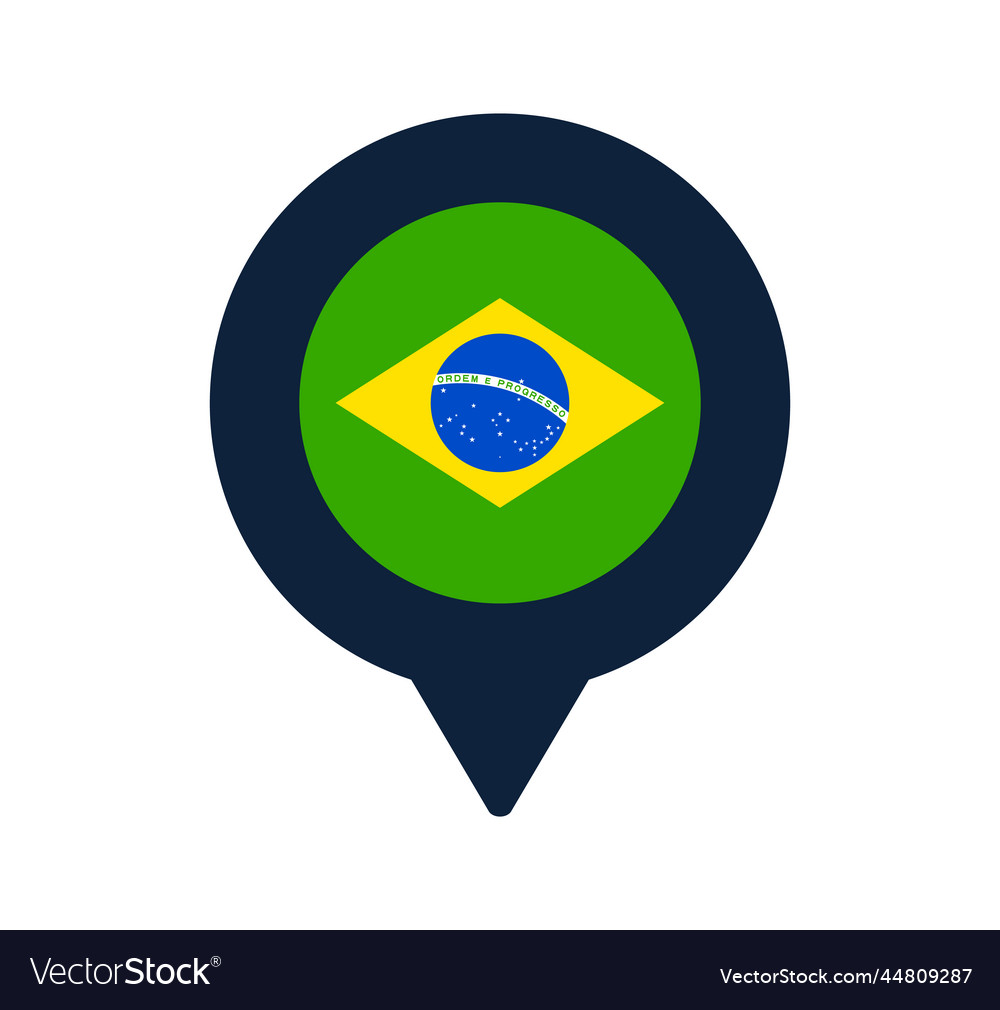 Brazil flag and map pointer icon national