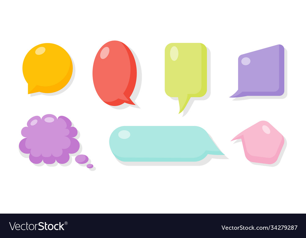 Colored comic speak soap bubble cartoon set Vector Image