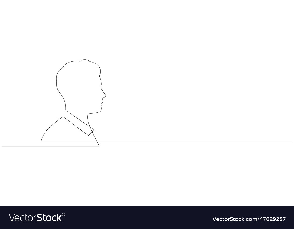Continuous line drawing of man profile view vector image Continuous line drawing of man profile view