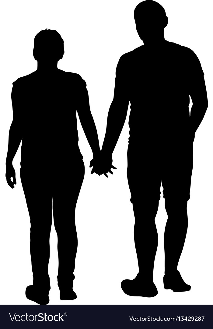 Couples man and woman silhouettes on a white Vector Image