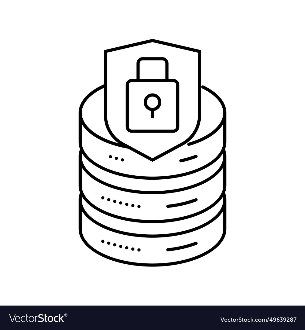 Data access control database line icon vector image Data access control database line icon