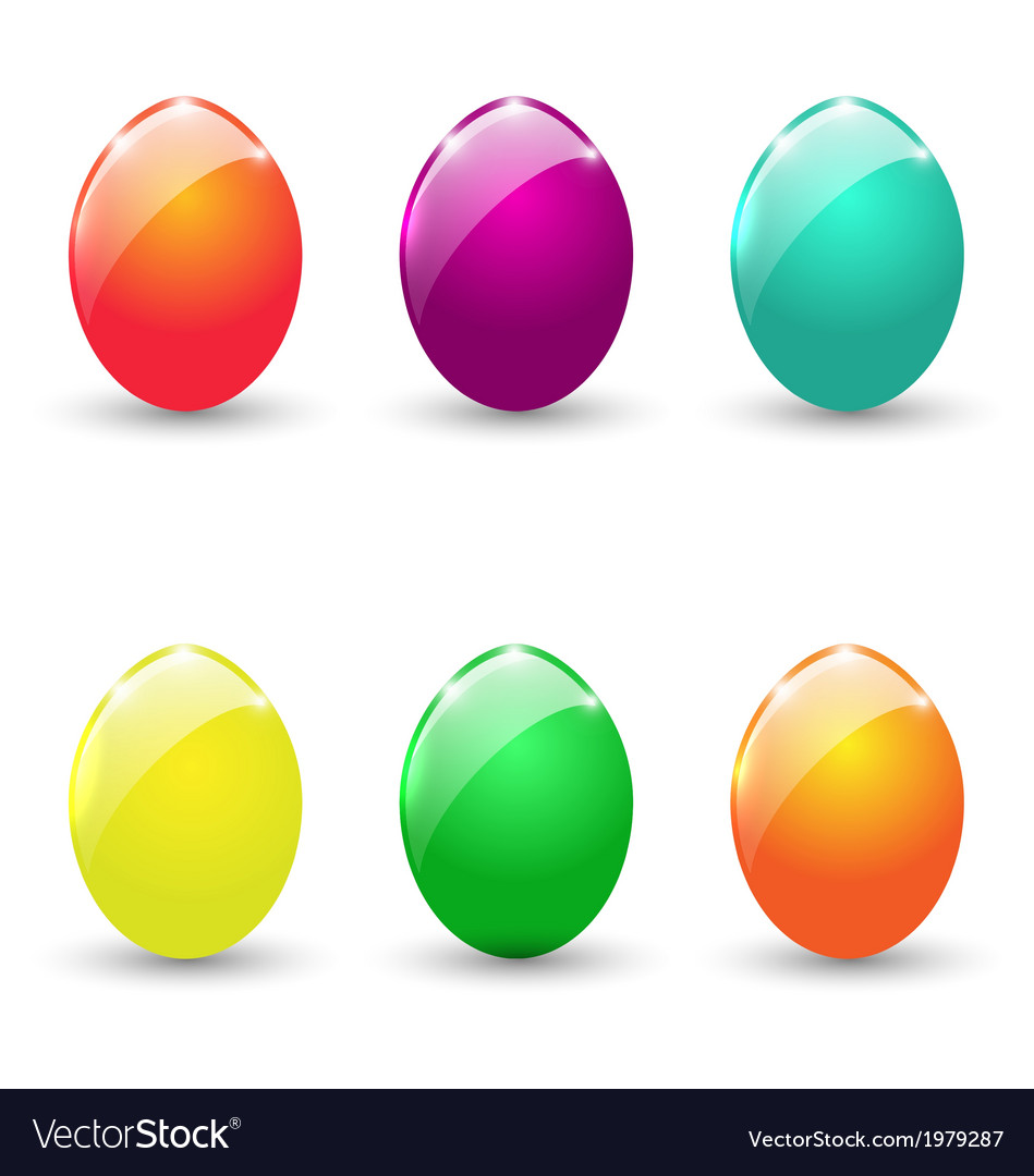 Easter set colorful eggs isolated on white Vector Image