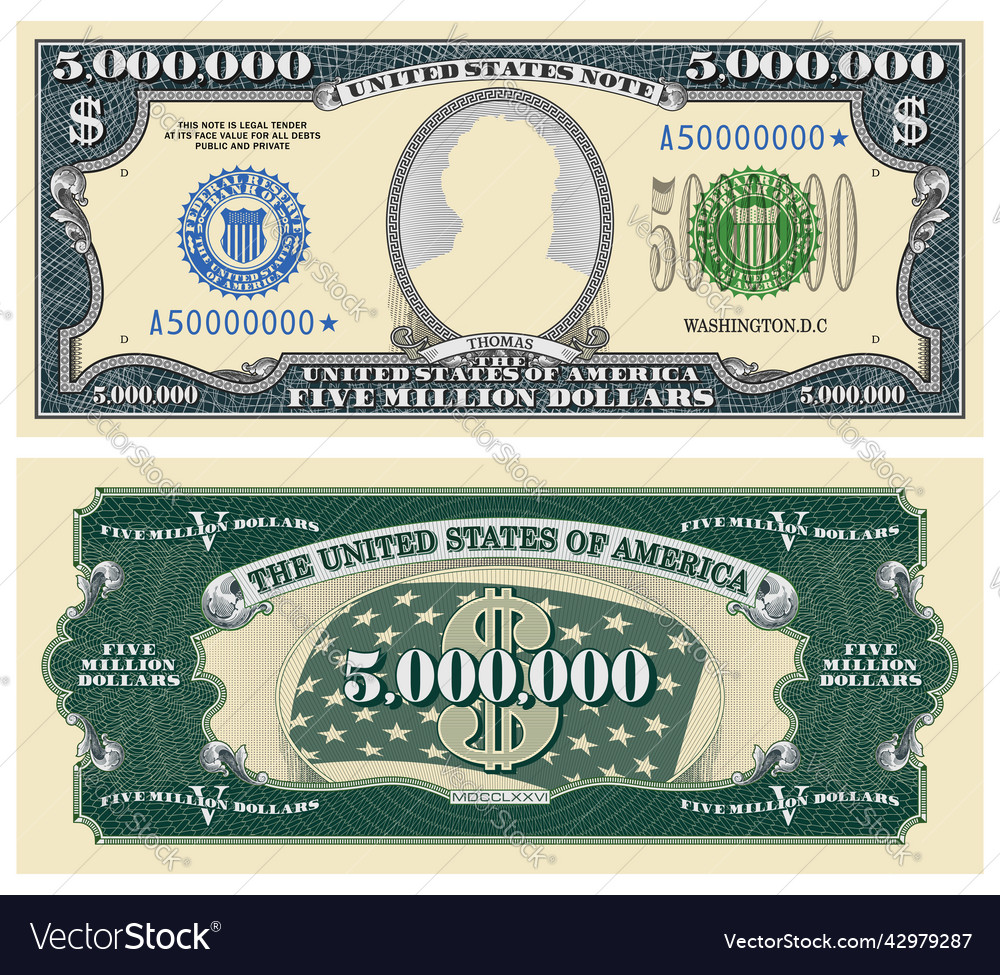 Fictional Template Obverse And Reverse Of Us Vector Image