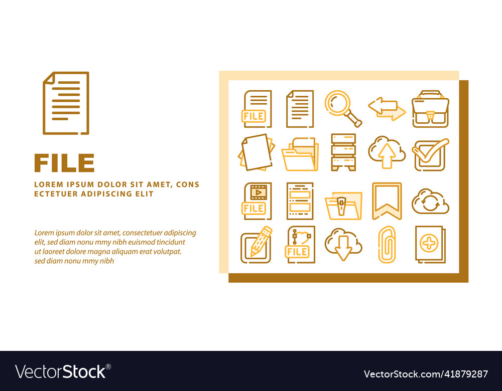 File computer digital document landing header vector image File computer digital document landing header