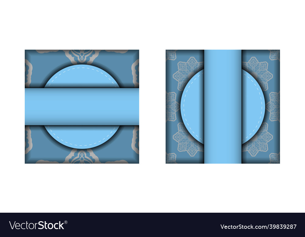 Greeting card template in blue color royalty free vector