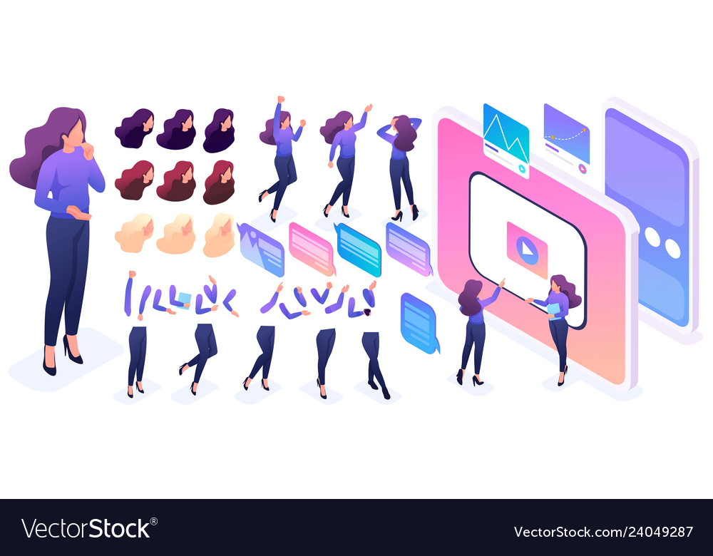 Isometric Constructor To Create A Character Vector Image