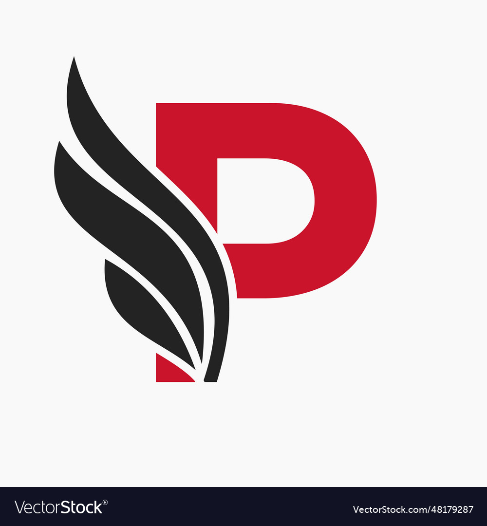 Letter p wing logo design for freight