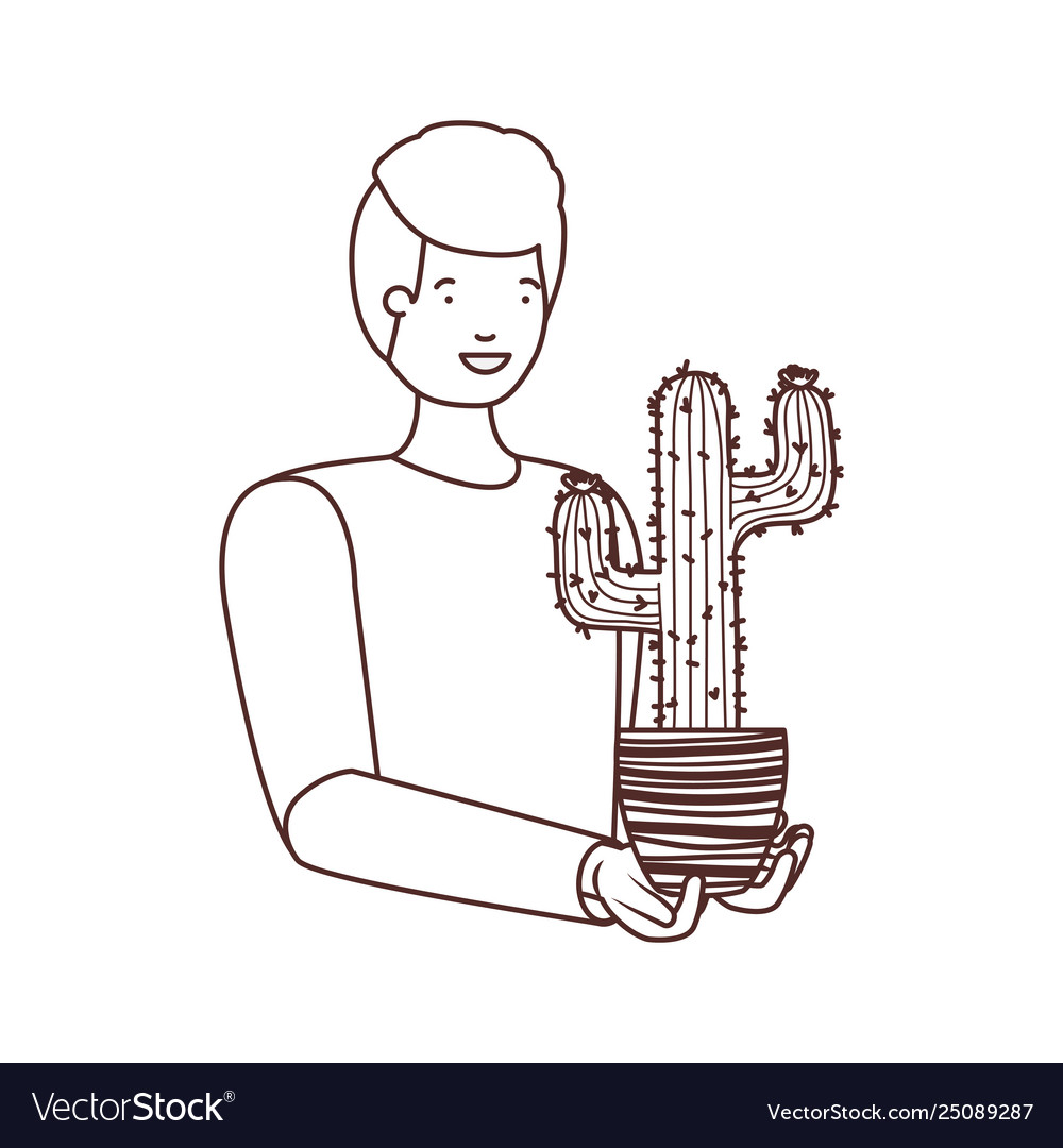 Man with cactus avatar character Vector Image Man with cactus avatar character