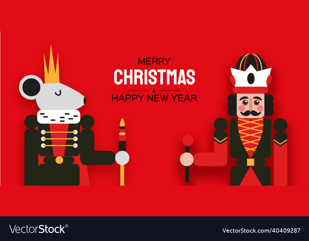 Nutcracker and mouse king merry christmas party Vector Image