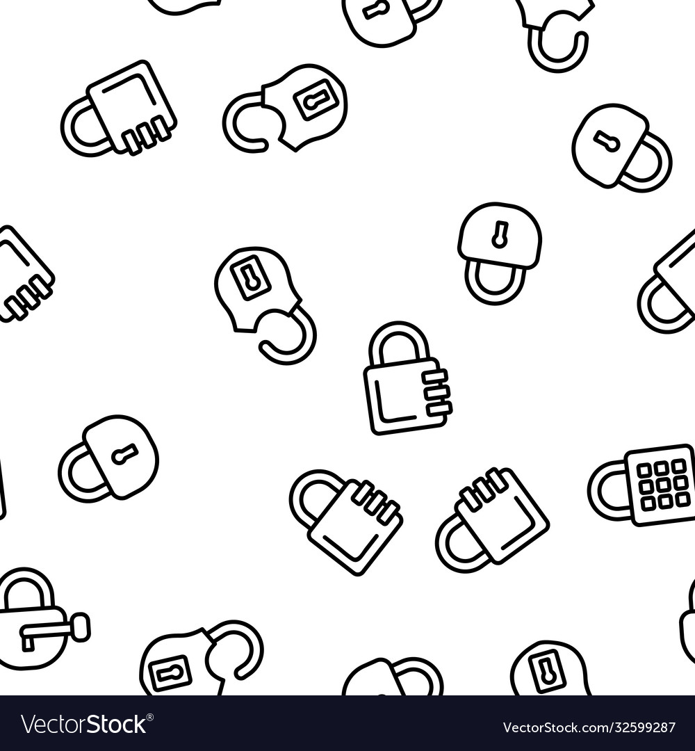 Padlock security tool seamless pattern vector image Padlock security tool seamless pattern