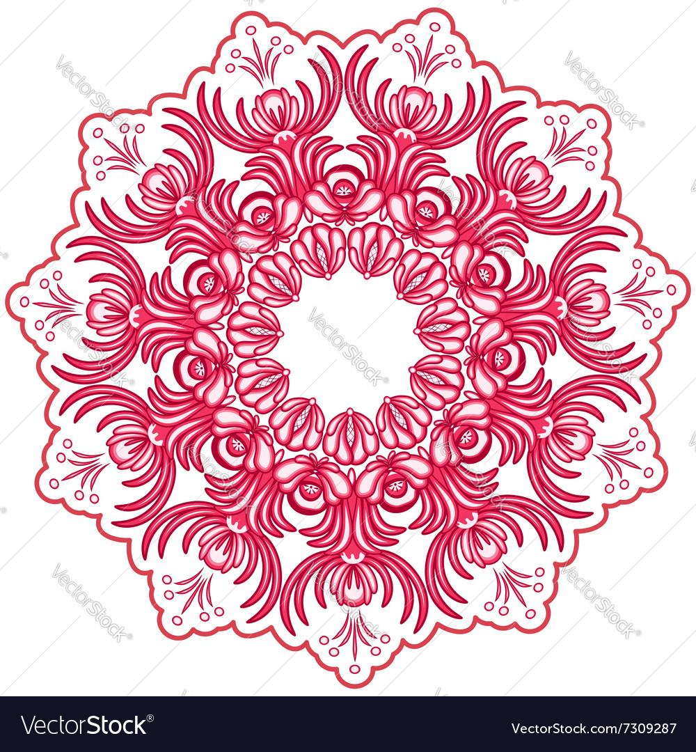 Round pattern with flowers in the style