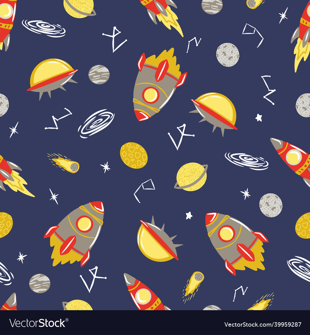 Seamless pattern with space background Vector Image Seamless pattern with space background