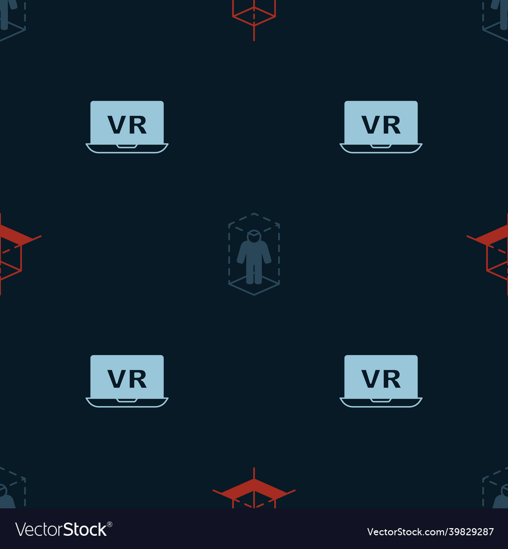 Set 3d modeling and virtual reality on seamless Vector Image Set 3d modeling and virtual reality on seamless