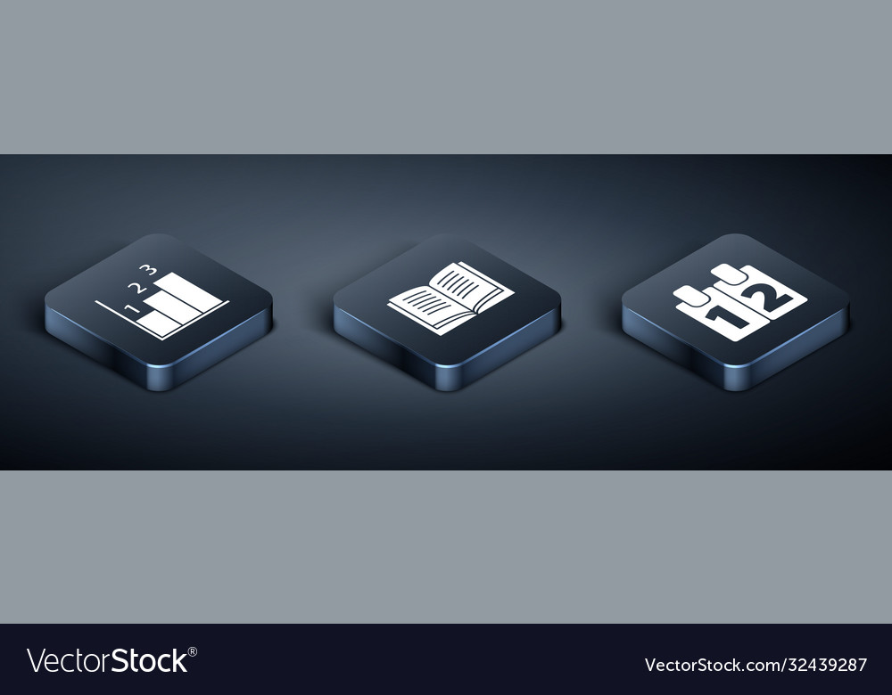 Set isometric graph schedule chart diagram
