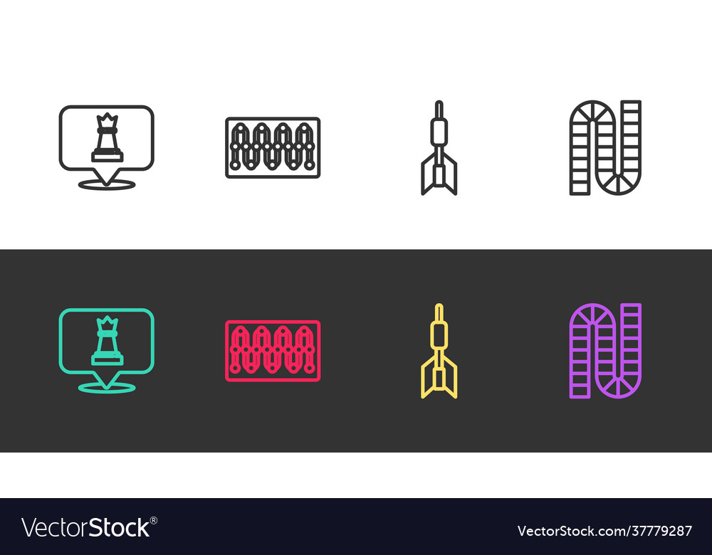 Set line chess board game dart arrow vector image Set line chess board game dart arrow