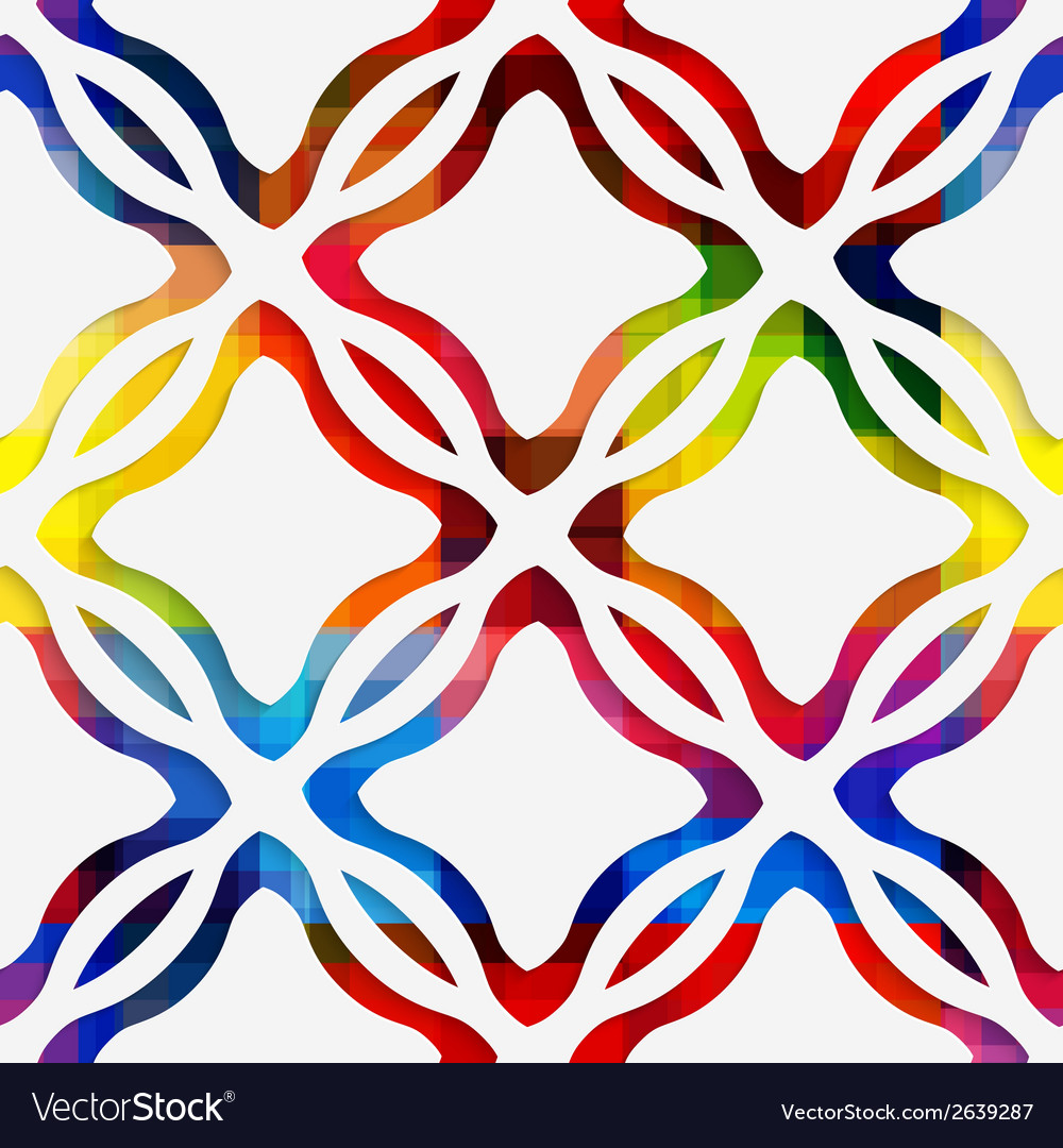 White wavy rectangles and net on rainbow