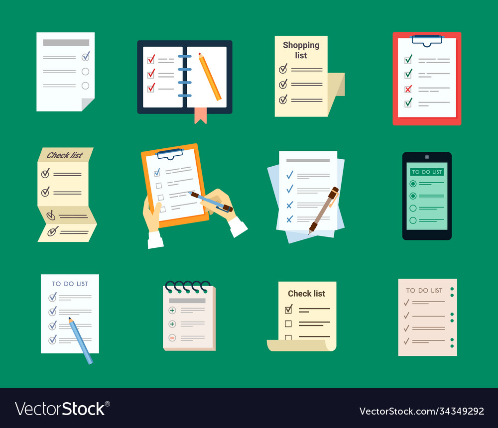 Checklist test to do set document questionnaire vector image Checklist test to do set document questionnaire