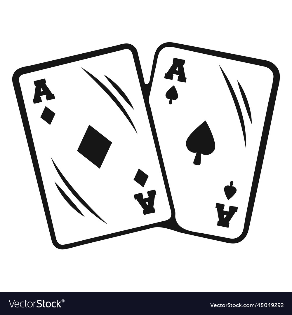 Cowboy aces cards stroke Royalty Free Vector Image