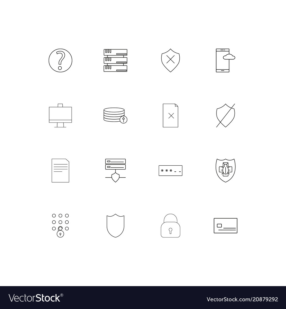 Cyber security linear thin icons set outlined
