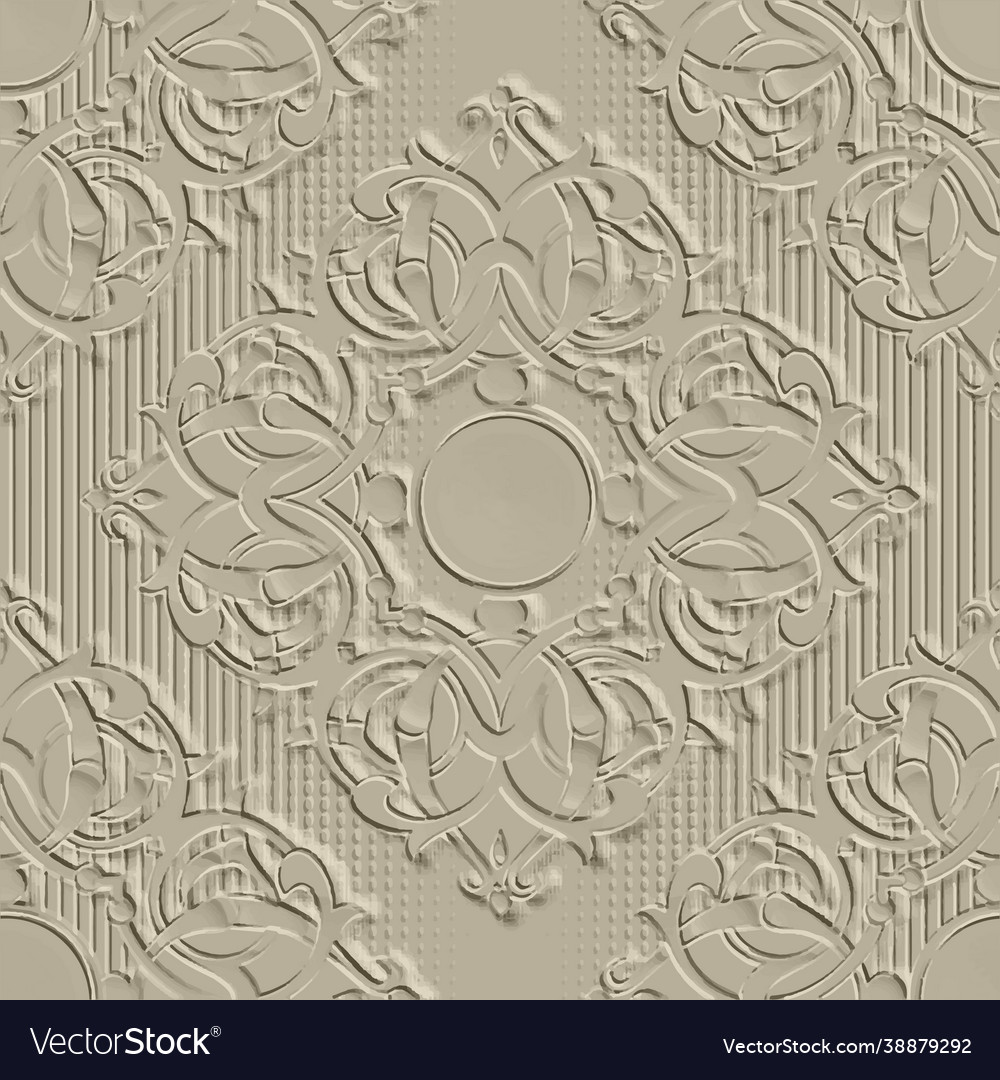 Embossed 3d floral seamless pattern arabesque