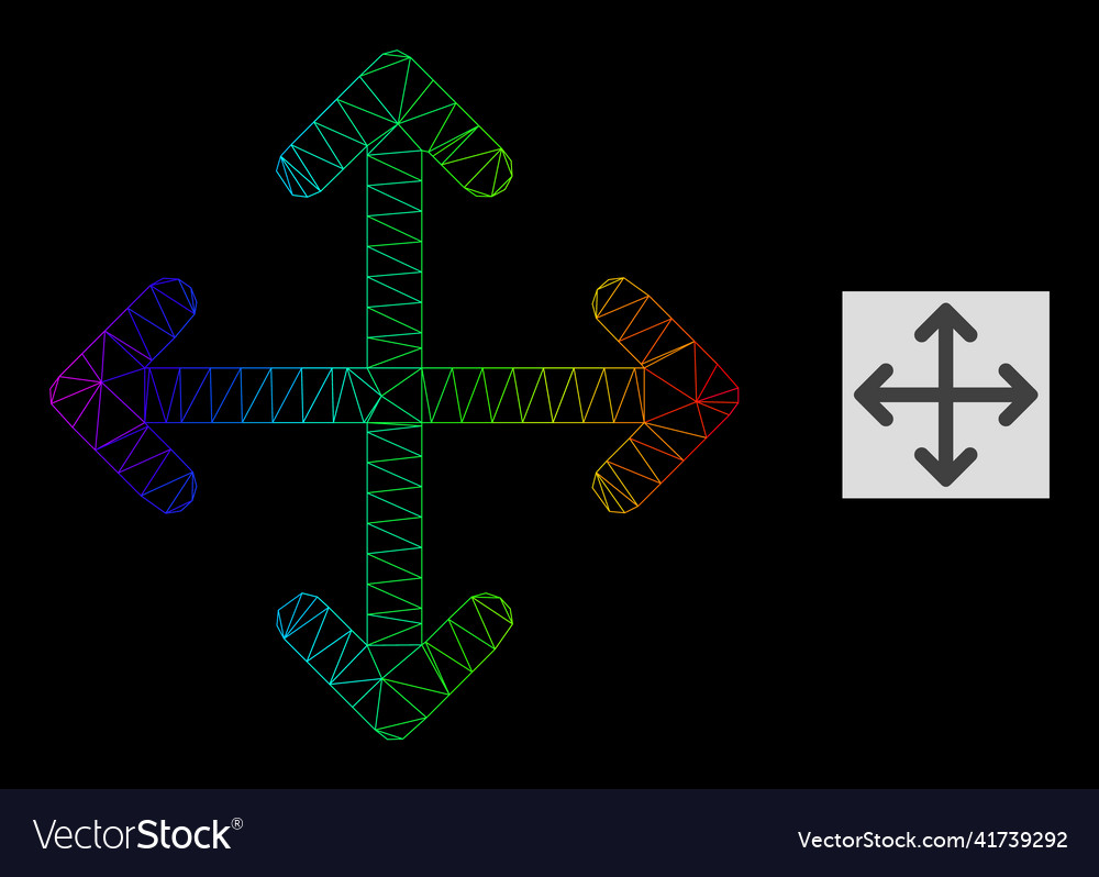 Rainbow gradient polygonal net expand arrows icon vector image Rainbow gradient polygonal net expand arrows icon