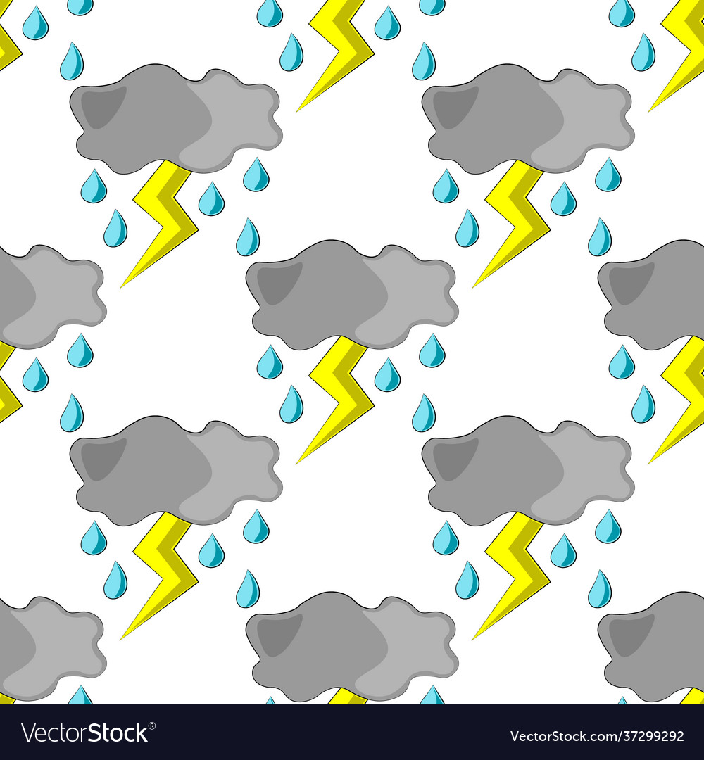 Seamless pattern with cloud and lightning Vector Image Seamless pattern with cloud and lightning